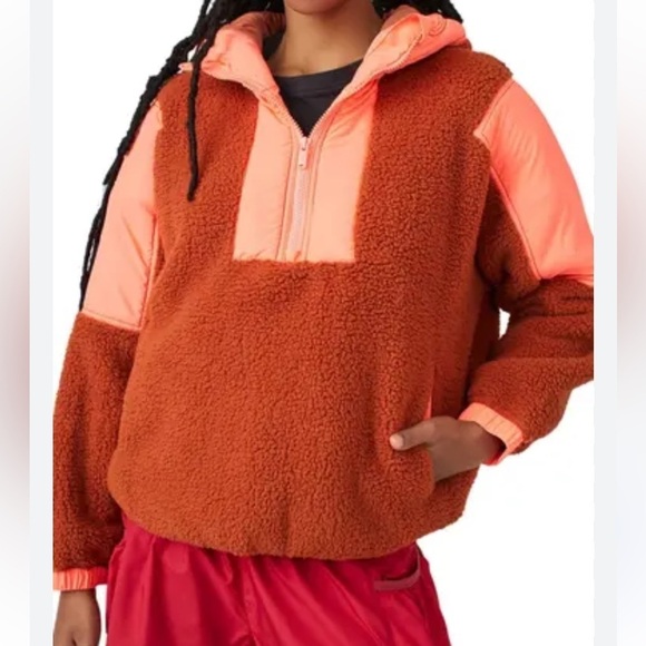 Free People popover Movement Lead the Pack Pullover small neon coral NWOT - Picture 1 of 10